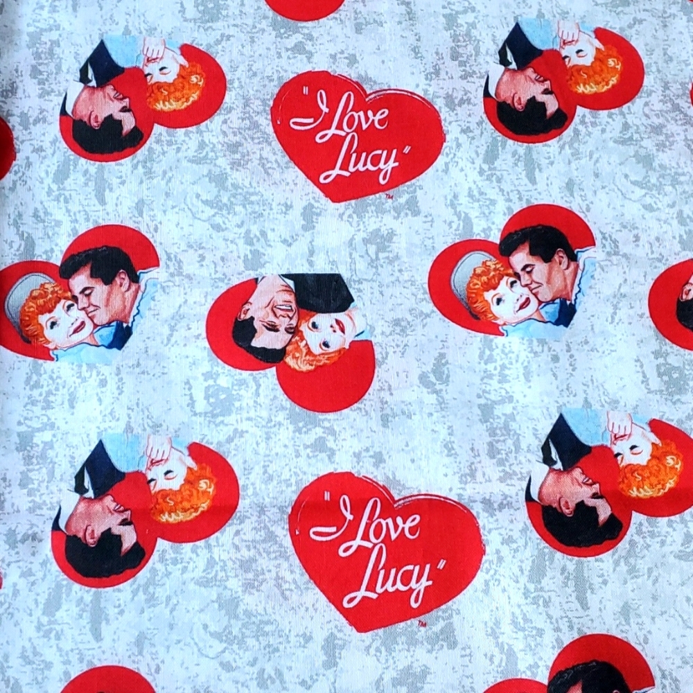 Ricky And Lucy Love Story Hearts Fabric Sewing Quilting 36x44